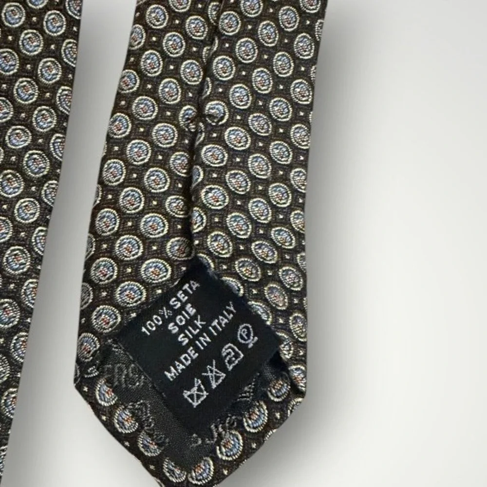 Versace Silk Tie Men Black Blue Medusa Head Micro Pattern Italy Luxury Designer
